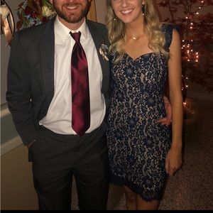 Navy Lace knee length dress